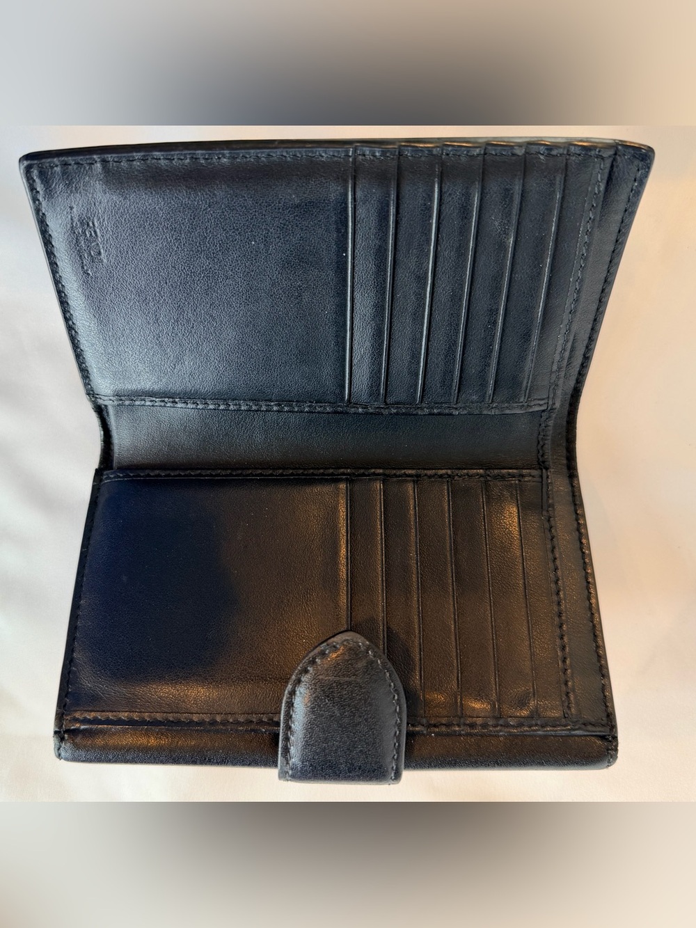 Fendi Vintage Black Leather Continental Wallet Gold Ring Hardware Made in Italy - Picture 6 of 16